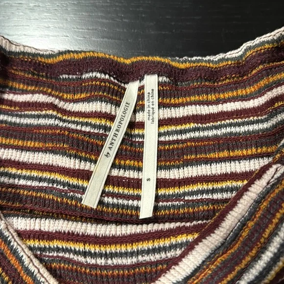 Anthropologie Smocked Striped Women’s blouse size Small - Picture 2 of 3